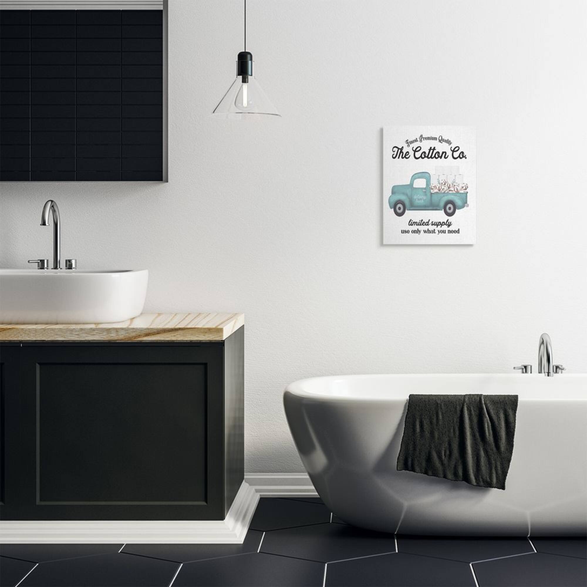 Stupell Industries Toilet Paper Family Bathroom Sign Premium Cotton Truck Canvas Wall Art